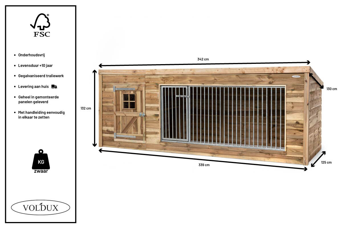 Voldux Luna - Hondenkennel - 132x130x342 cm - XL