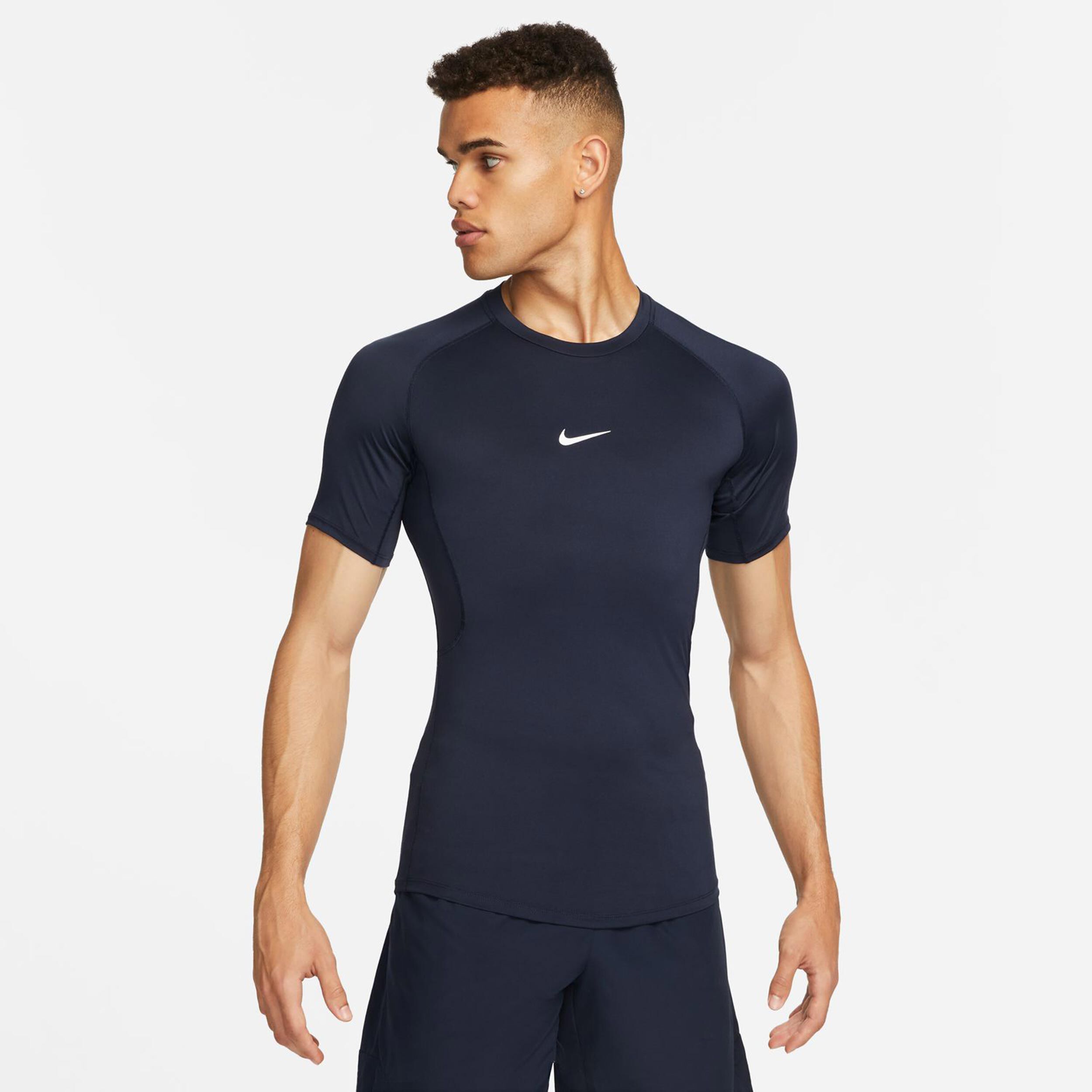 Nike Dri-Fit Pro Tight Fitness T-shirt Hommes - Bleu Foncé , Blanc
