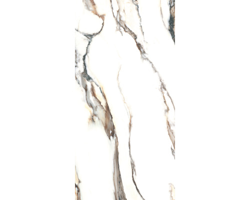 Porseleinen wand- en vloertegel Calacatta 119,7 x 59,7 cm goud gepolijst