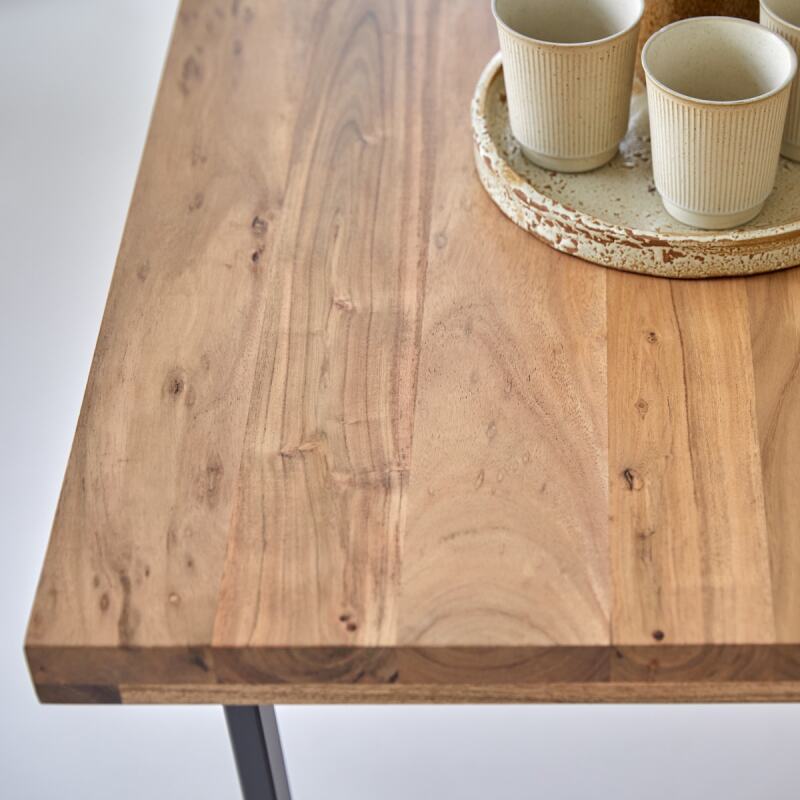 Table Temis en bois d'acacia et métal L 175 x P 90 cm, 6 personnes