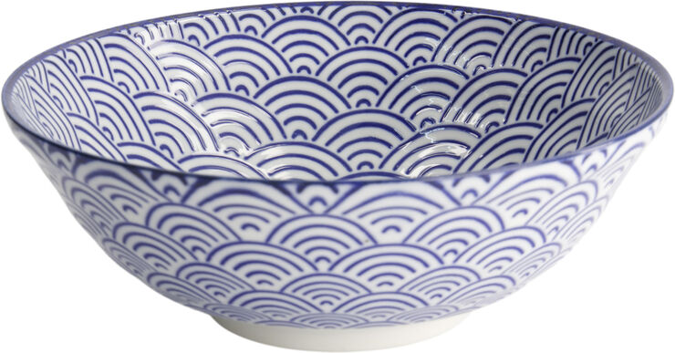 Tokyo Design Studio Nippon Blue Soba Bowl 21x7. 8cm 1. 1l Wave Blue/white