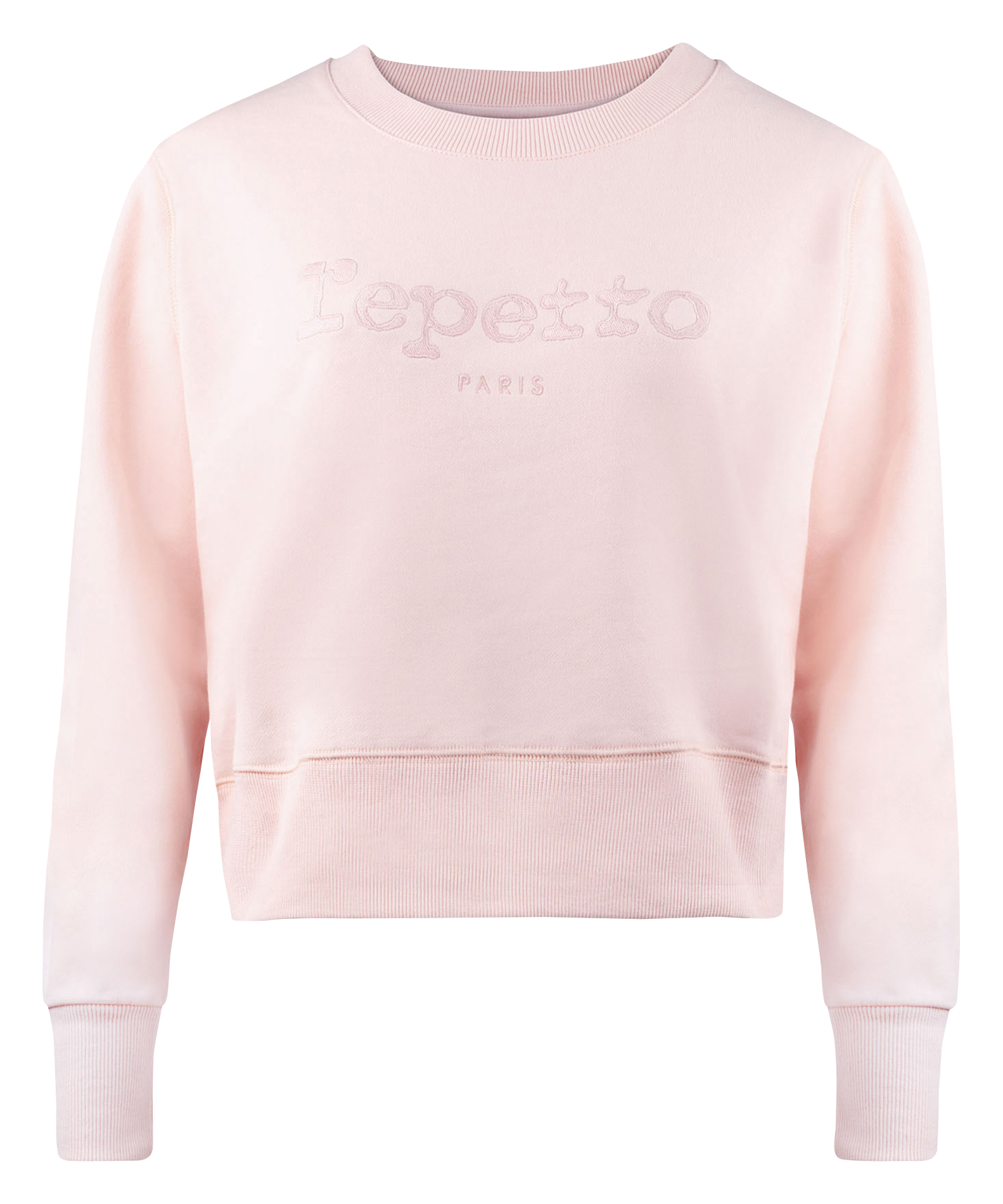 REPETTO Sweatshirt col rond en coton brodé - Rose