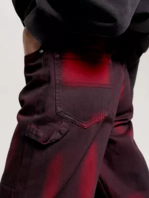 Calça jeans de perna larga tingida em peça