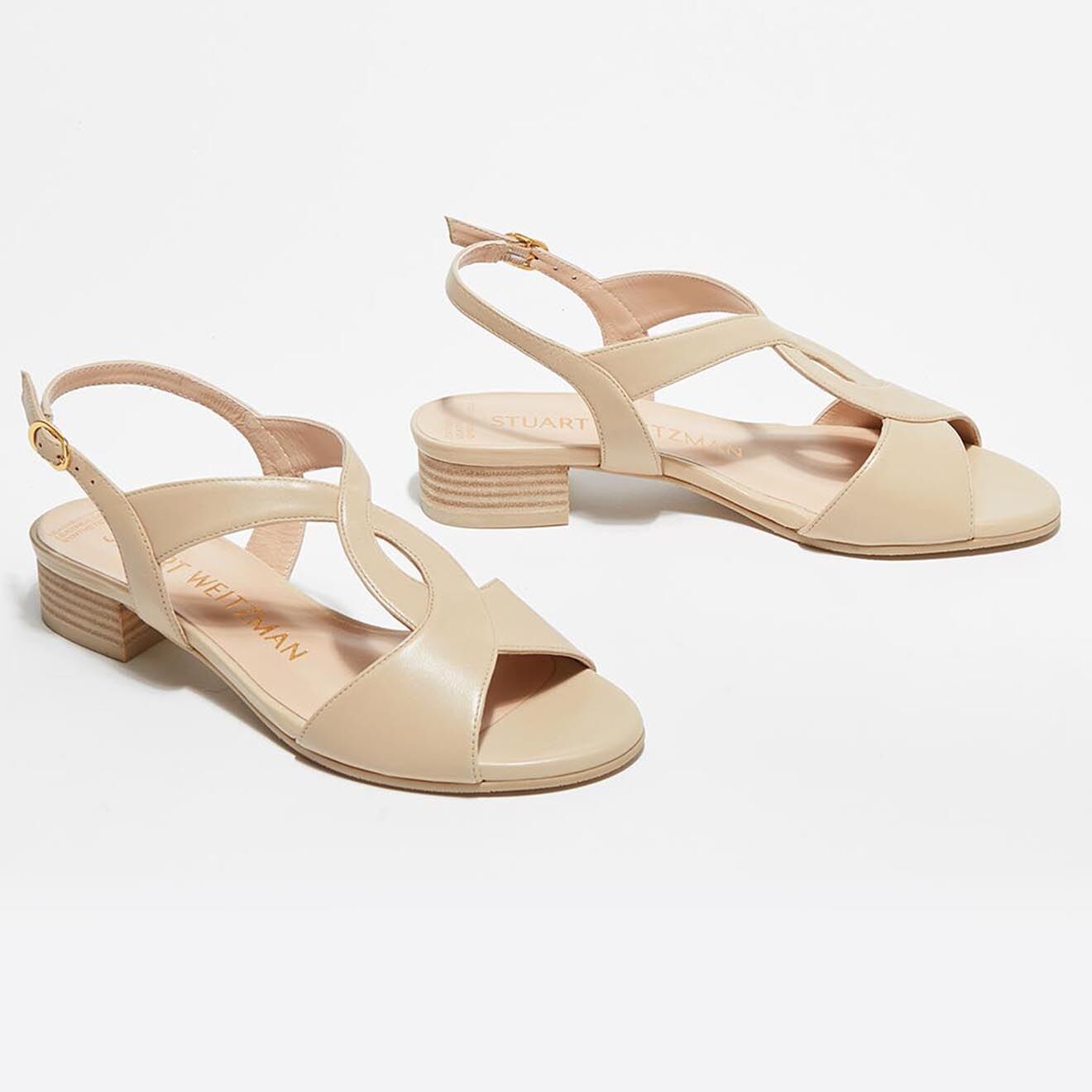 Stuart Weitzman Sandales en Cuir Shalena beiges