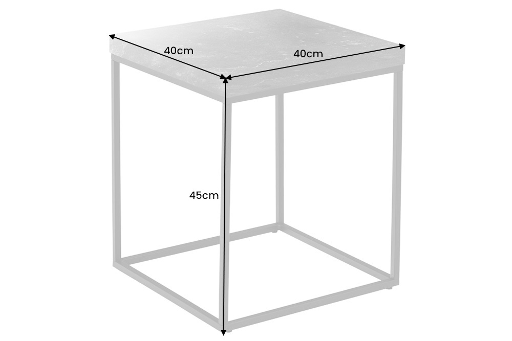 Moderner Beistelltisch ARCHITECTURE 45cm weiß Marmor-Design Metallgestell