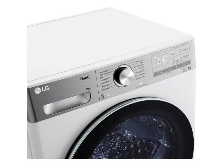 LG V9A2XT, Fritstående, Front-læsning, Kondensering, Hvid, Knapper, Dreje, Venstre