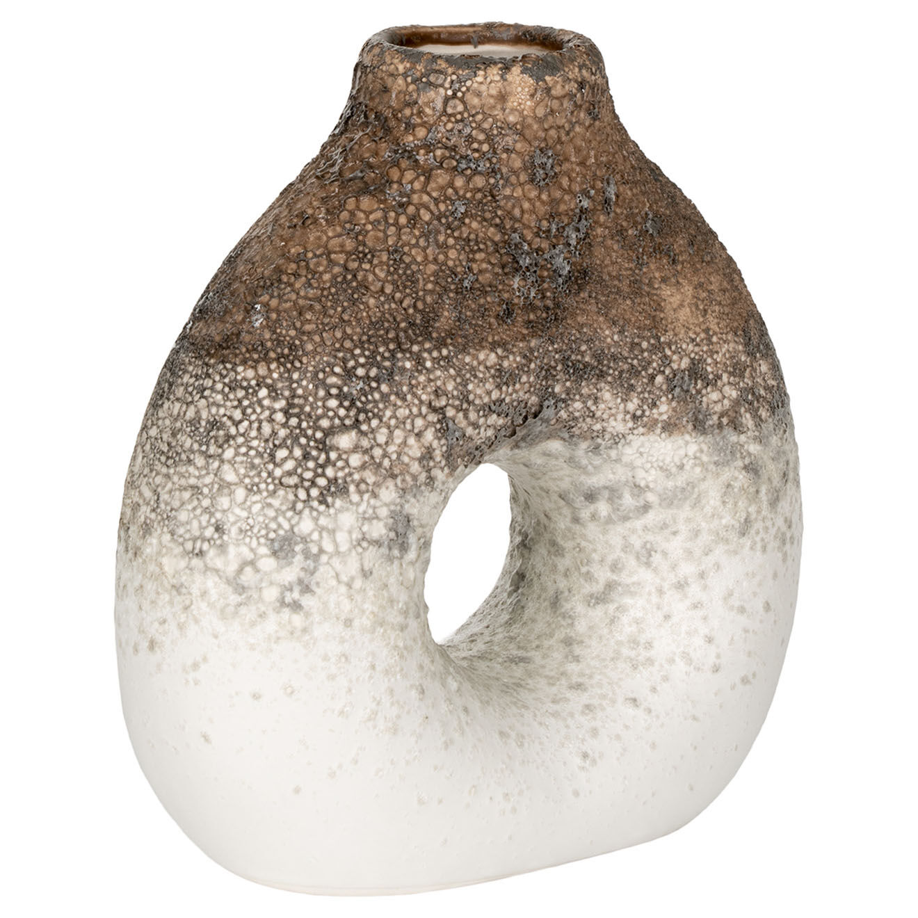 House Nordic Vase en céramique marron/blanc - 13x6x14 cm