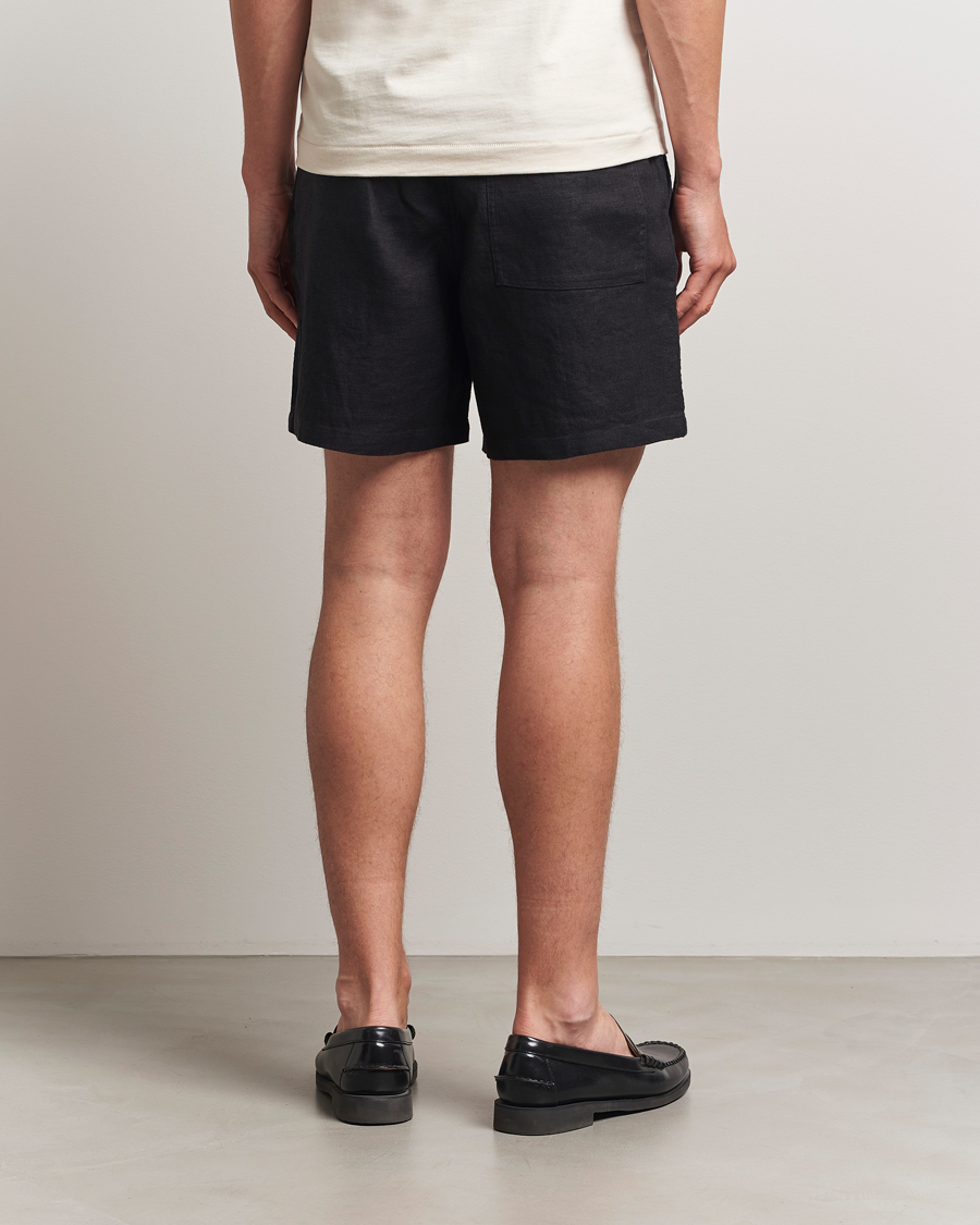 NN07 Gregor Linen Drawstring Shorts Black