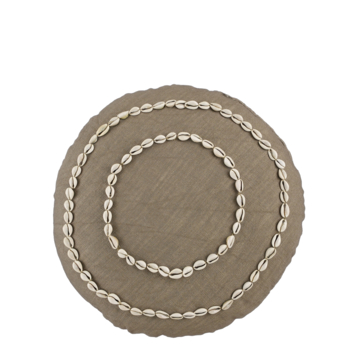 Sierkussen rond schelp bruin - h10xd45cm