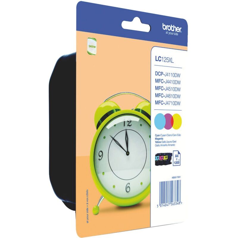 Brother LC125XL Pack de 3 cartouches couleurs haute capacité pour imprimante jet d'encre