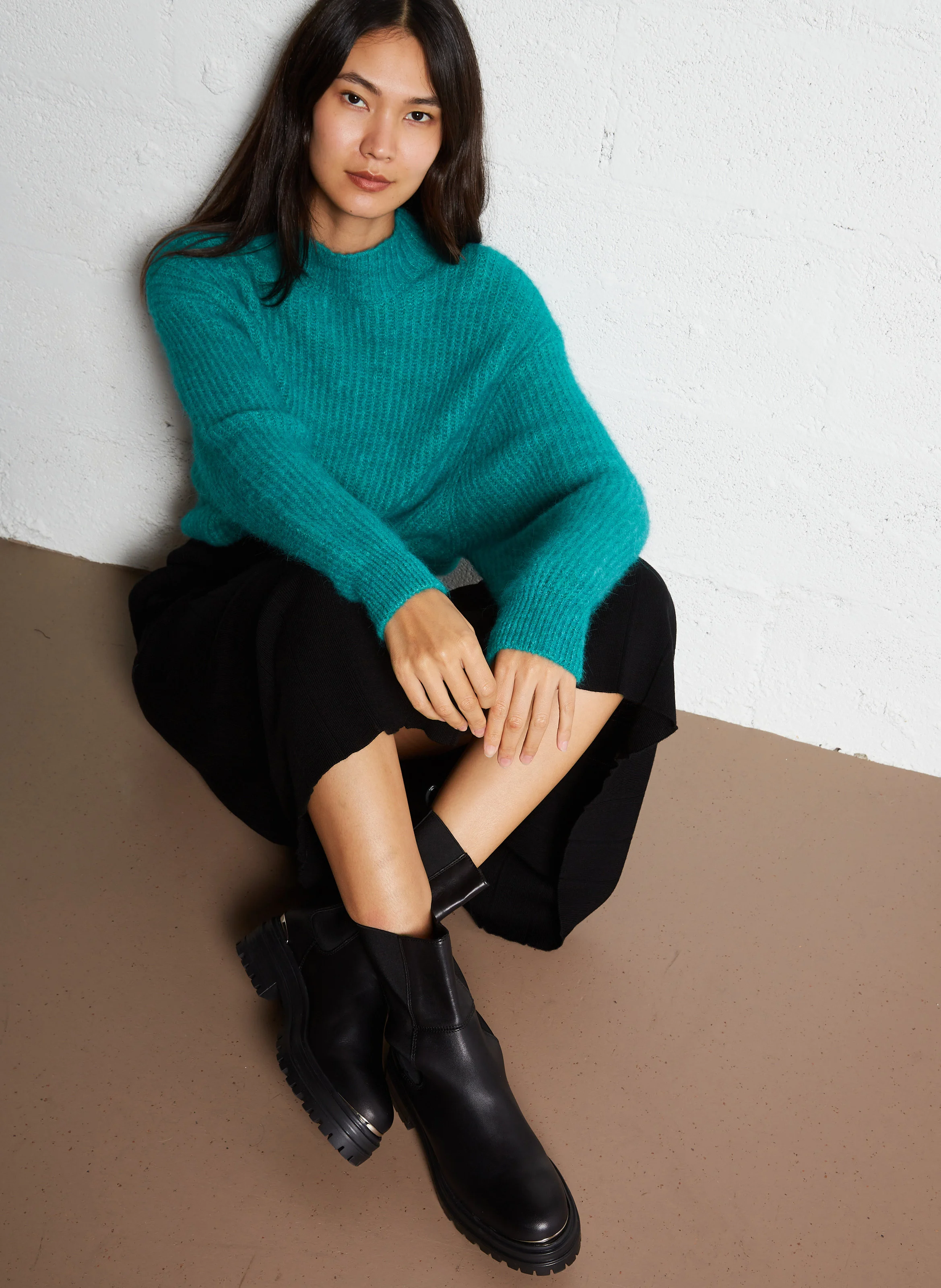 Bottines Chelsea crantées en cuir| Noir