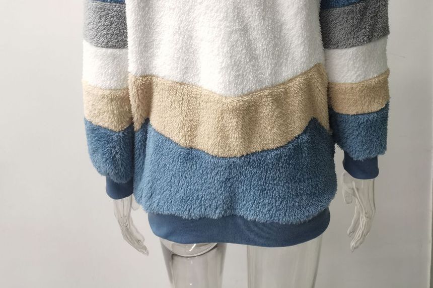 Bolgivy - Color Block Faux Fur Hoodie met rits