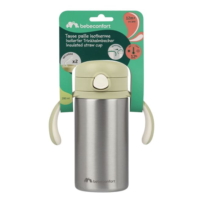 Bebeconfort - Thermobecher mit Strohhalm 280ml - grün