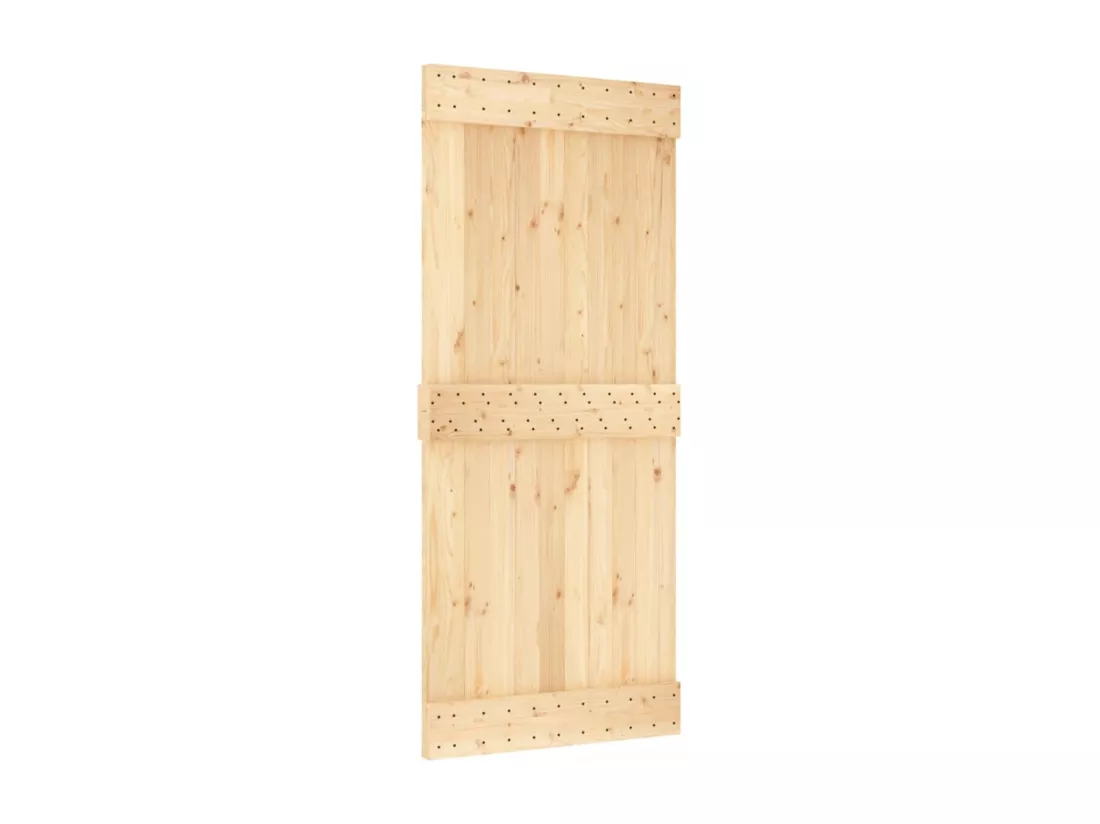 Porte coulissante et kit de quincaillerie 90x210 cm pin massif
