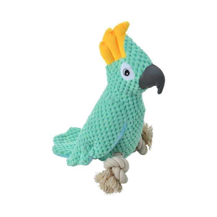 JOUET PELUCHE PERROQUET SONORE 13X28CM LES BAVARDS VERT