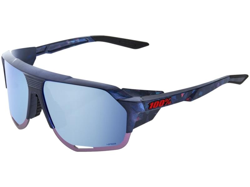100% Sportbrille Norvik Black Holographic, Blue Mirror Lens Sportliche Sonnenbrillen