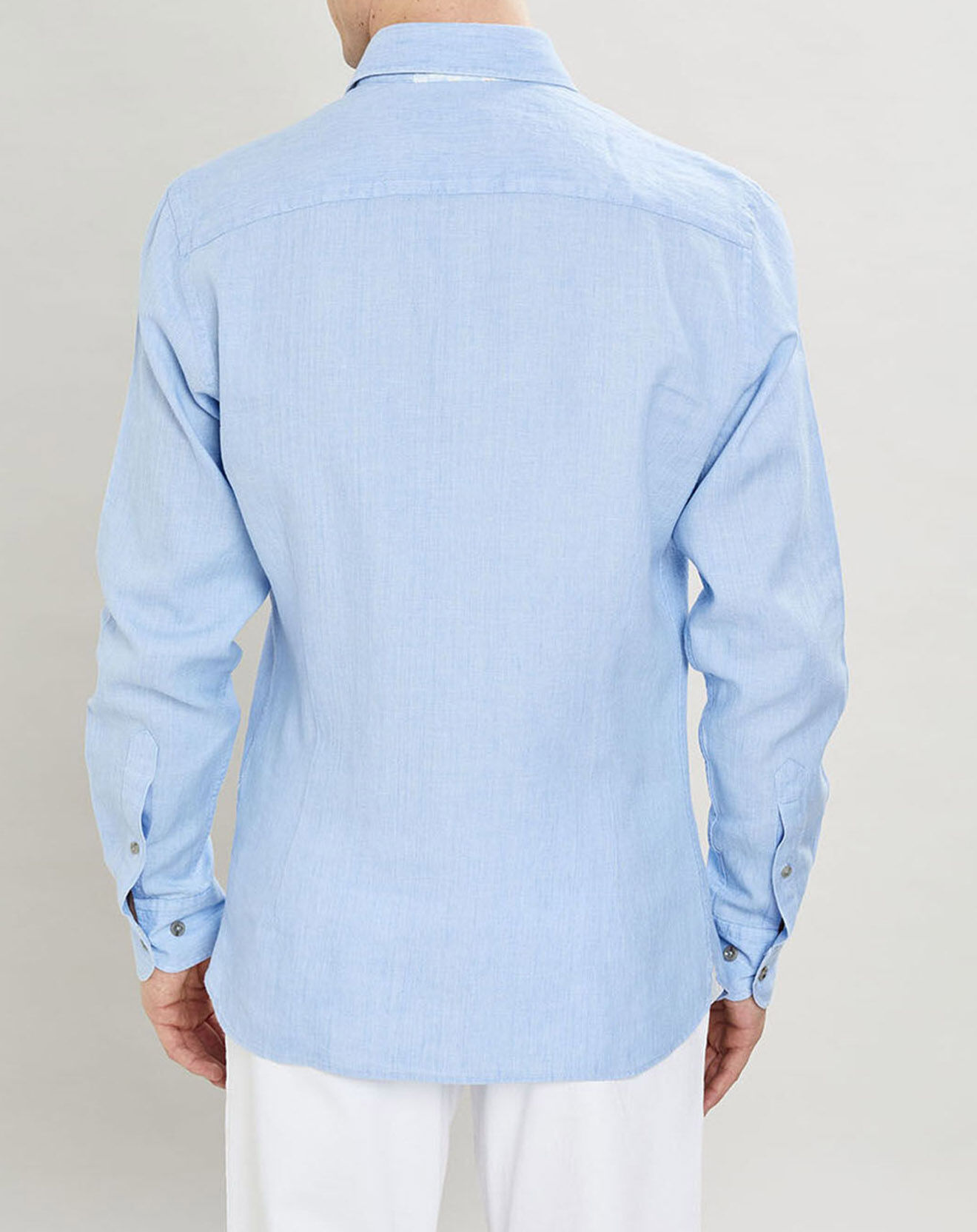 Hackett London Chemise Slim Fit coton façon lin Yoke Mosaïque bleu ciel