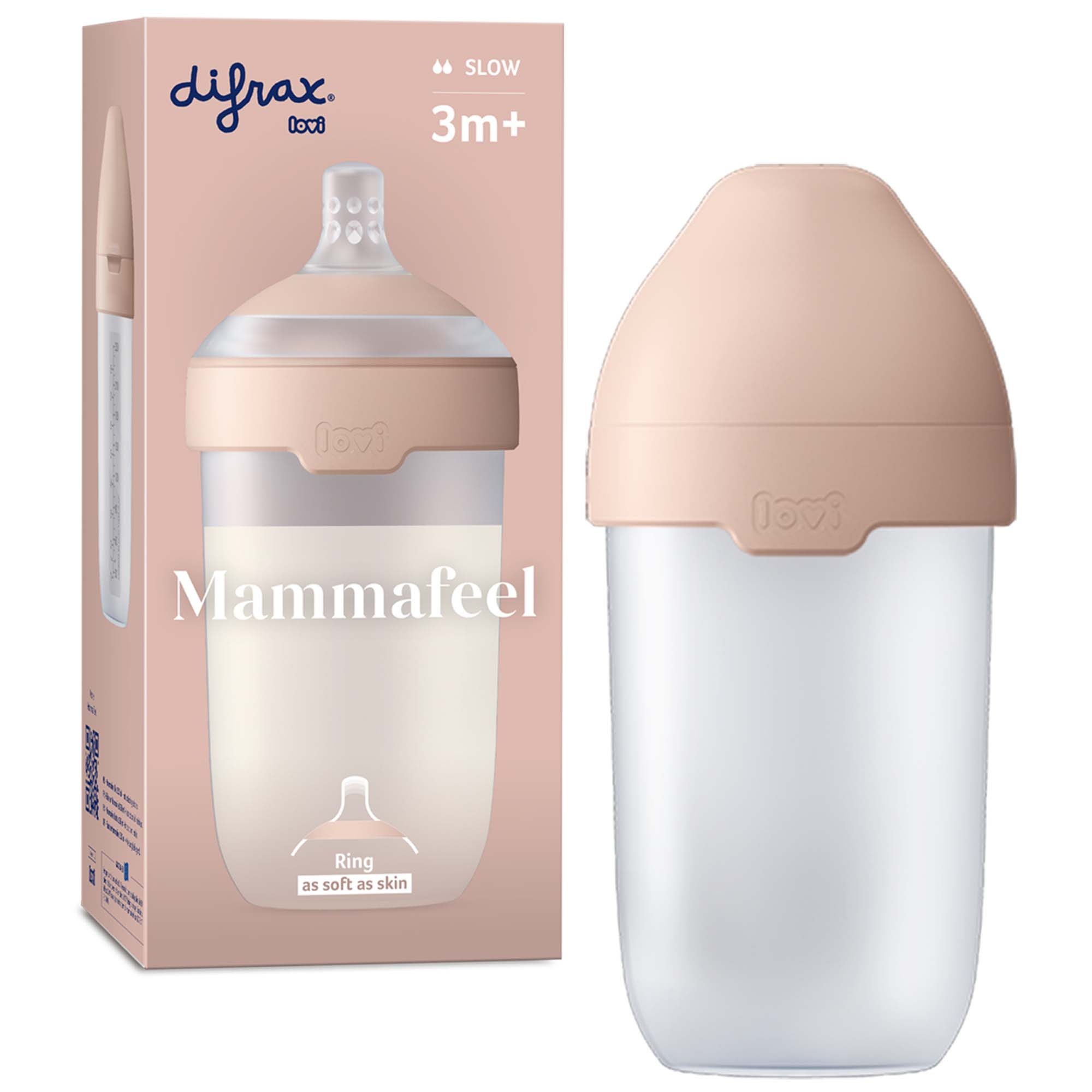 Difrax LOVI Mammafeel fles 250 ml roze