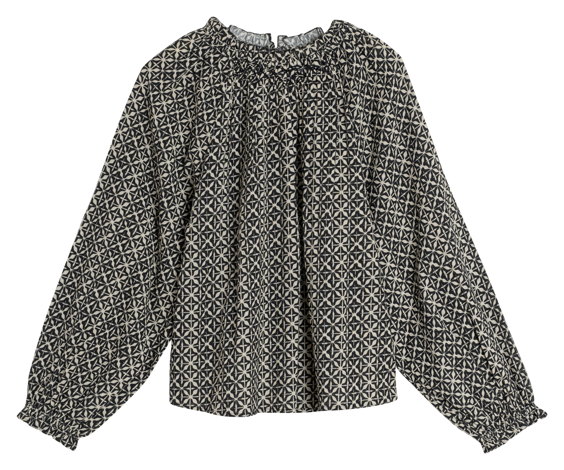 Blouse col rond en coton bio | Noir