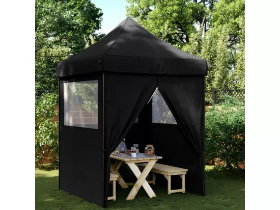 Tente de réception pliable escamotable 4 parois latérales noir
