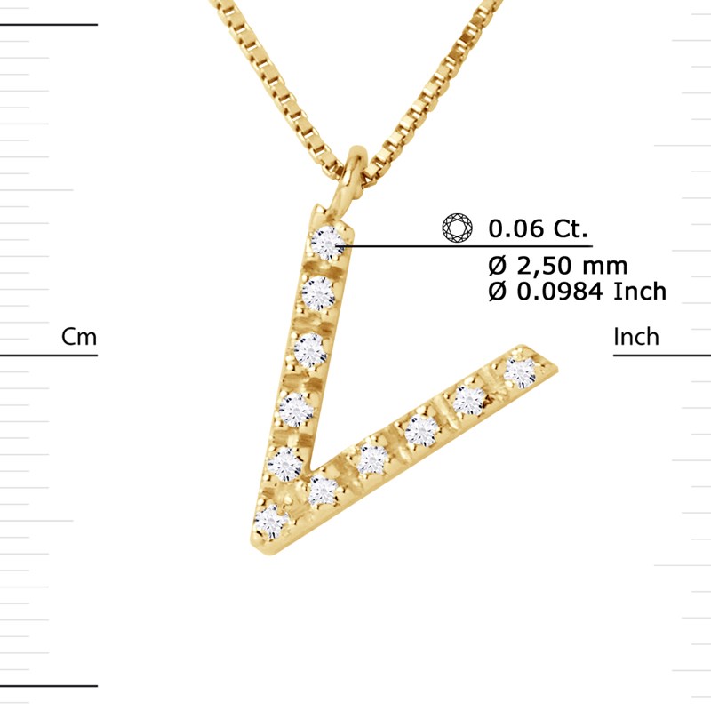 Collier ALPHABET Diamants 0,06 Cts  LETTRE 