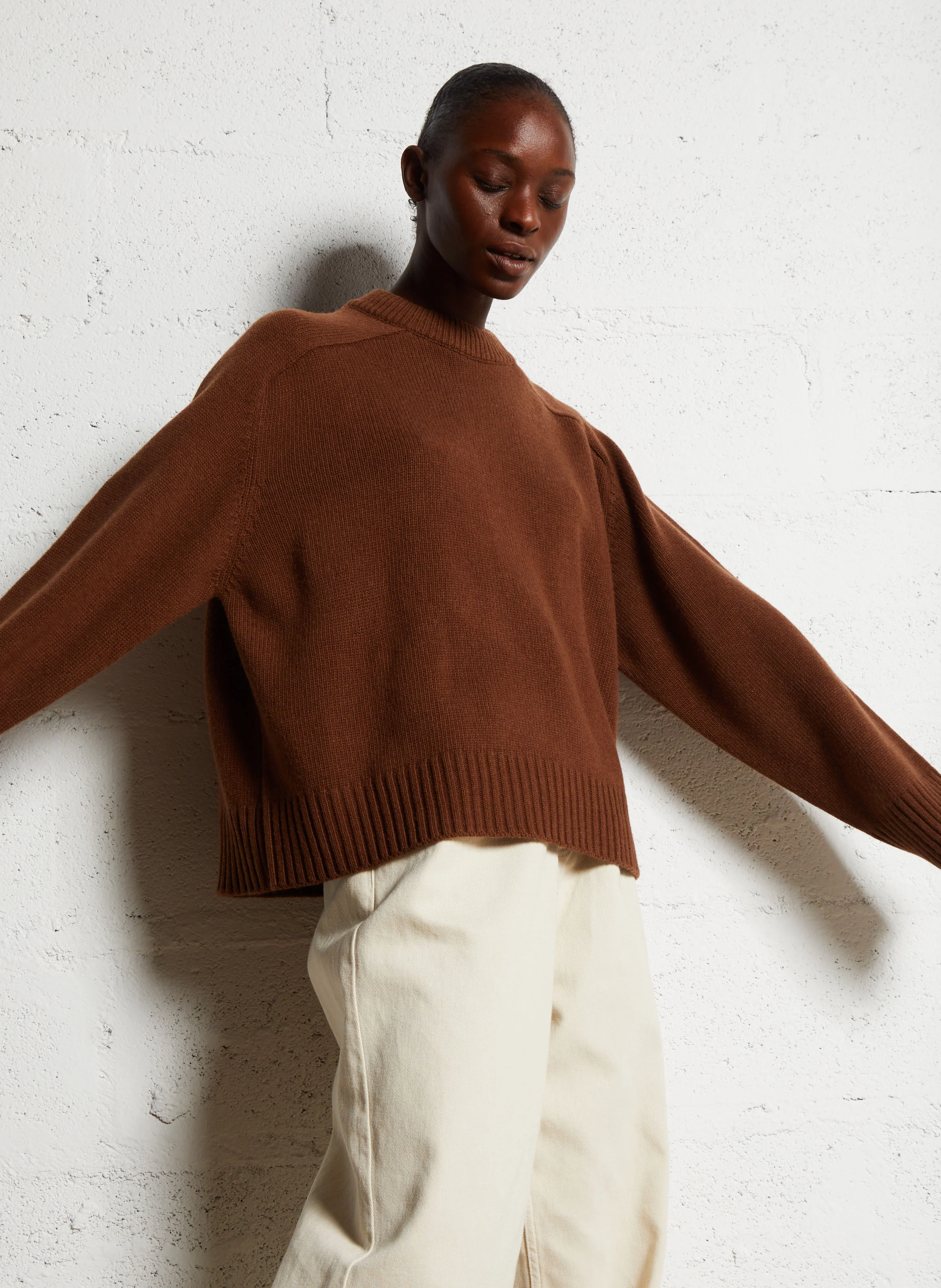JOE - Pull col rond en laine | Marron