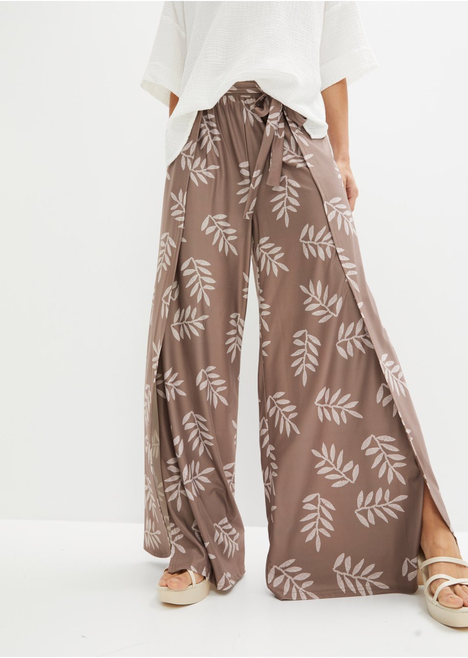 Pantalon style portefeuille en jersey crêpe