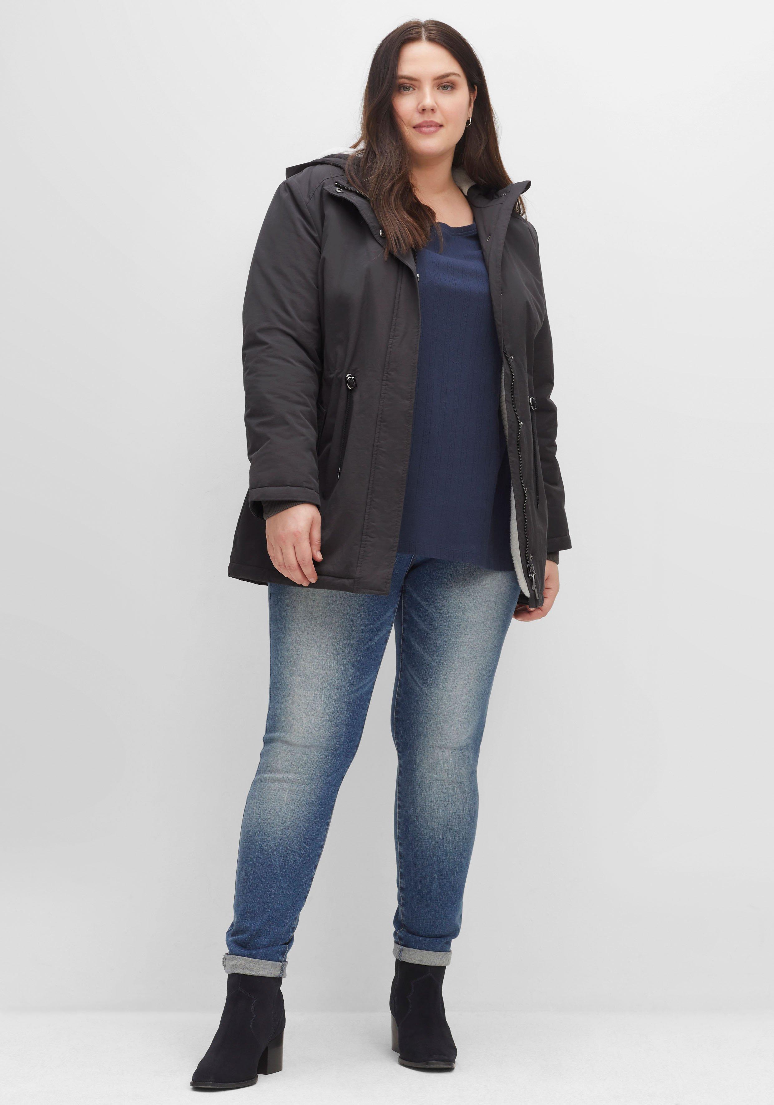 Longparka mit Teddyfutter und Taillen-Tunnelzug