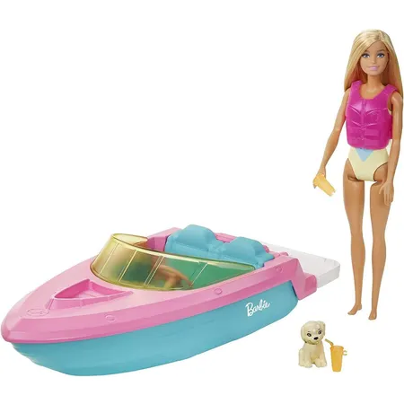 Barbie Boot-Spielset mit Puppe inkl. Haustier Hündchen und Zubehör