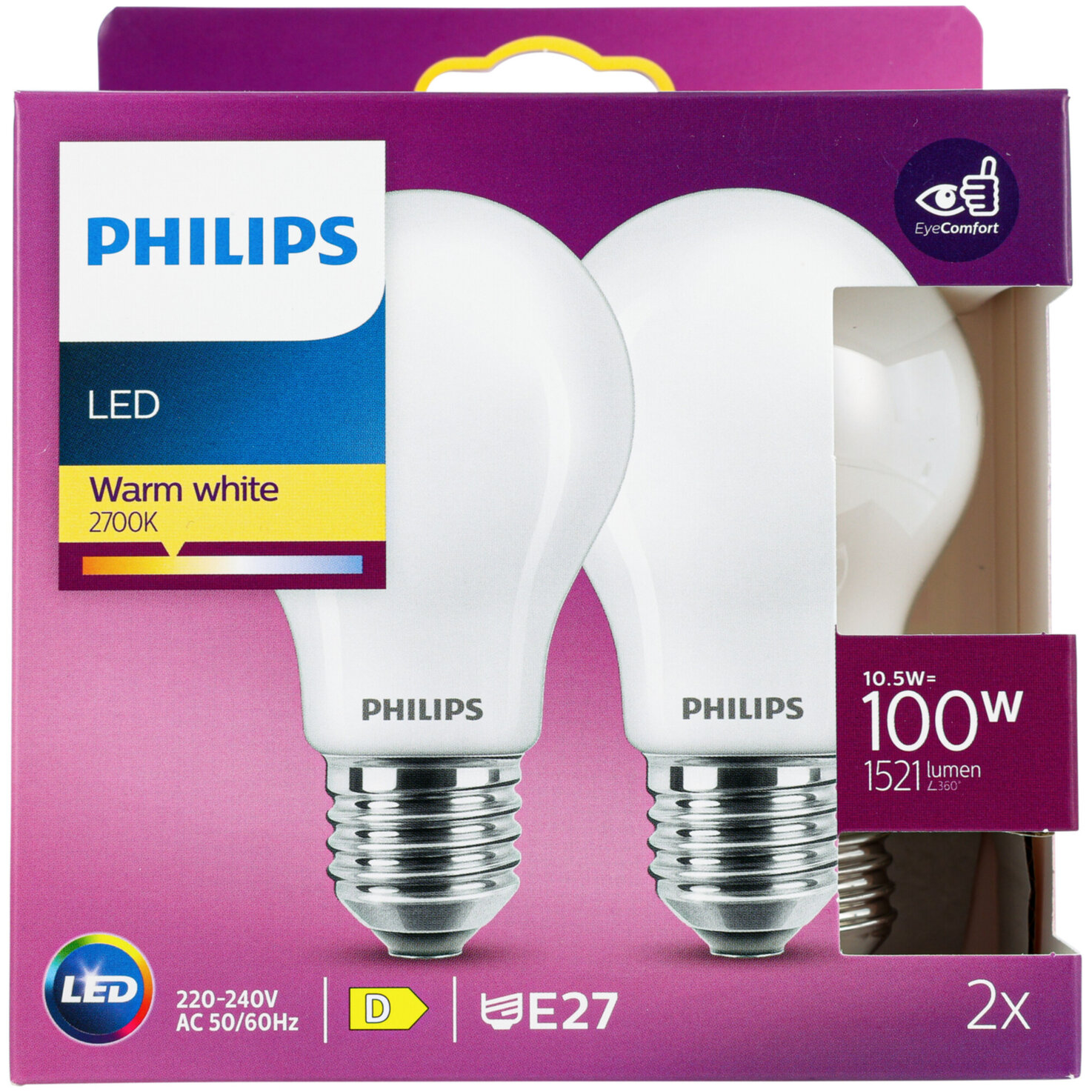 Philips LED-Kolben E27 warmweiss 10.5 W 2 Stück