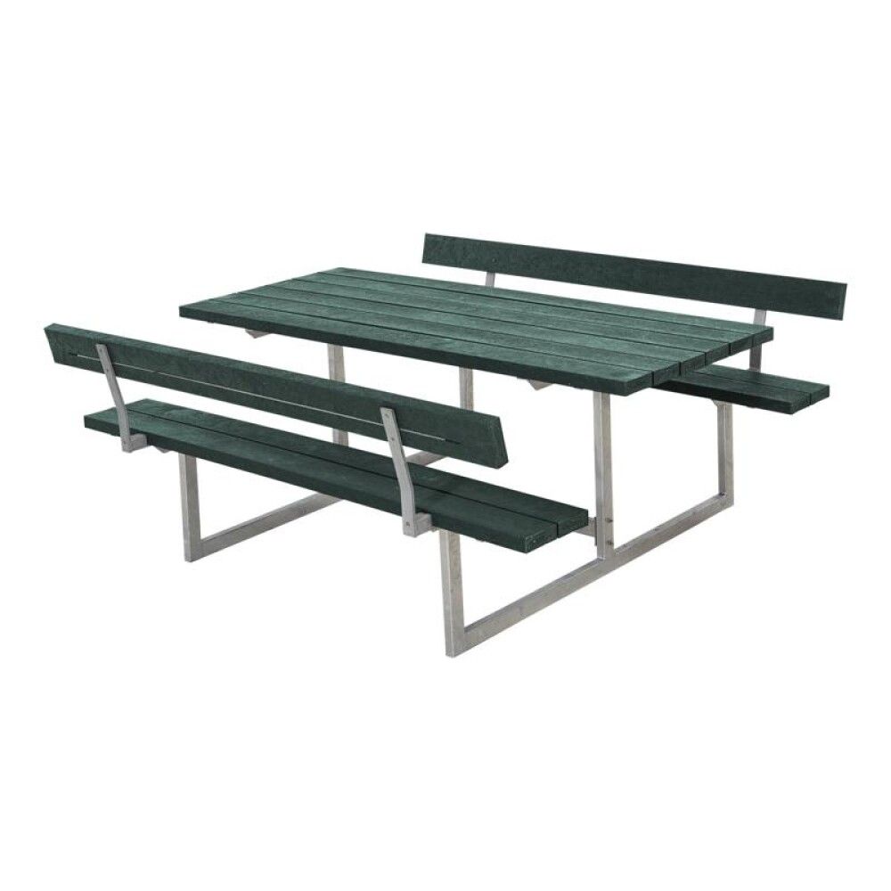 HAGEMØBEL PLUS BORD/BENKESETT BASIC RETEX 2 RYGGSTØTTER 177X75CM GRØNN