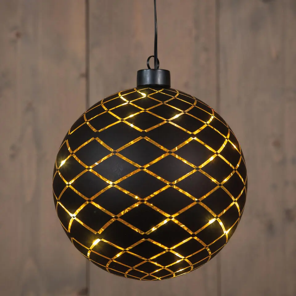 Anna's Collection Verlichte kerstbal - goud - 15 cm - 12 LED