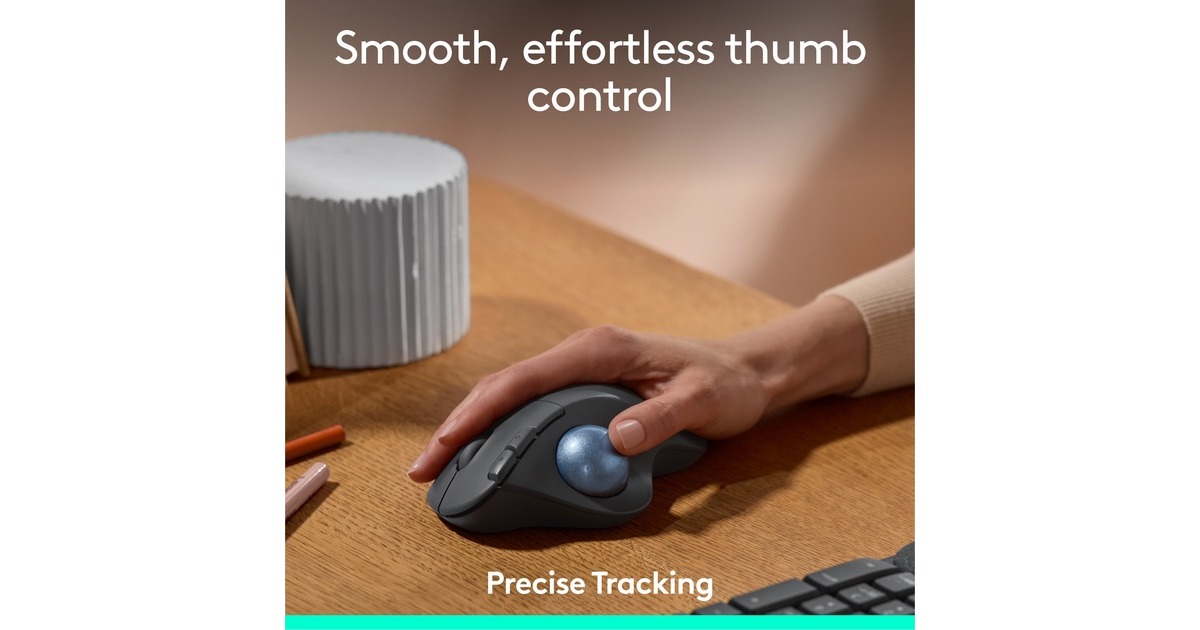 LogitechERGO M575S Wireless Trackball Mouse  (Grafiet, 400 - 2000 Dpi, Bluetooth Low Energy / 2,4 GHz USB)