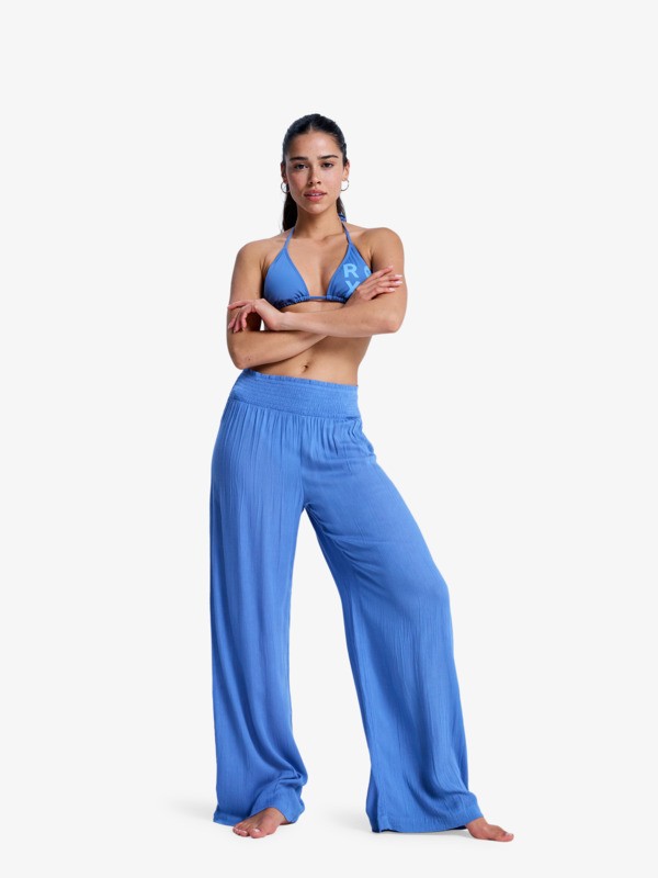 Along The Sunset Pantalon léger Bleu Femme