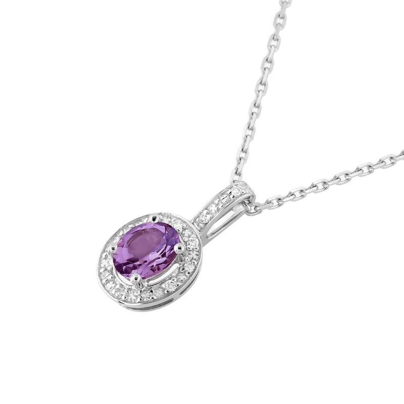 Collier Femme - améthyste - Or 18 Carats - Longueur : 42 cm