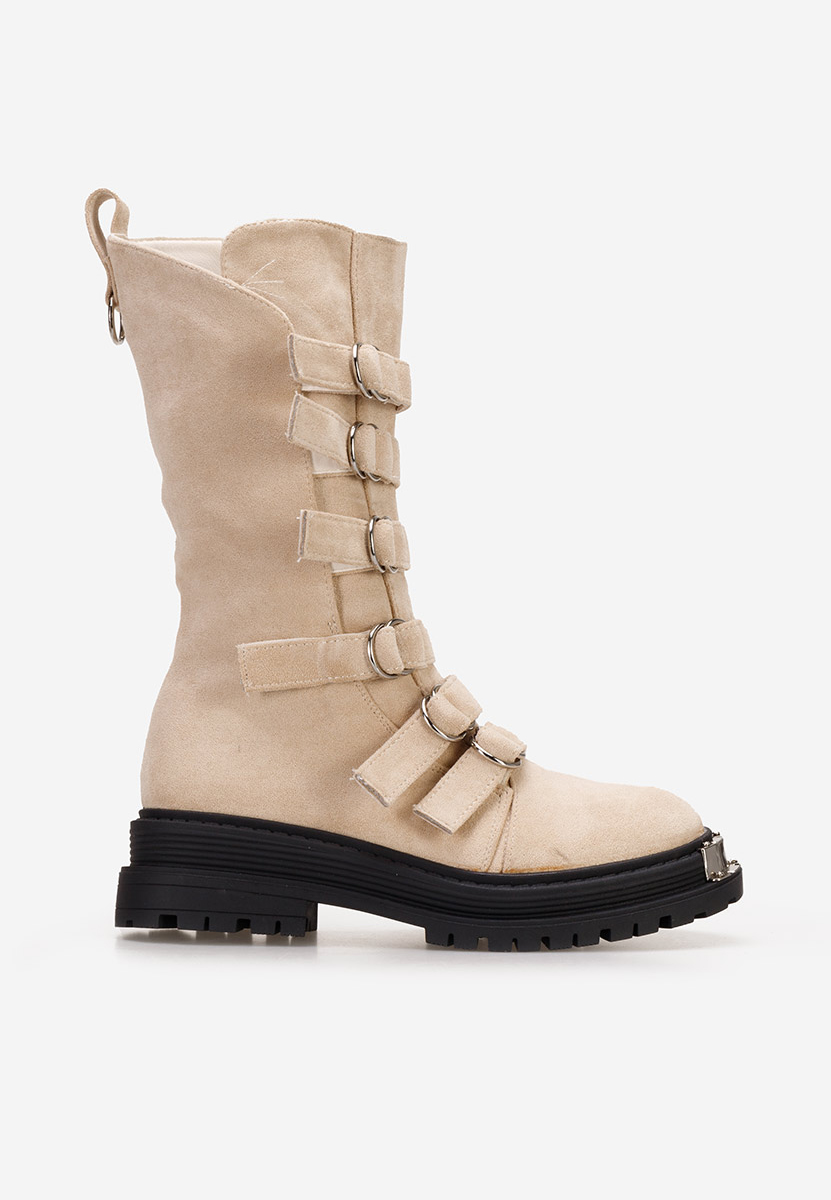 Bottes hautes à lacets beige Lunia