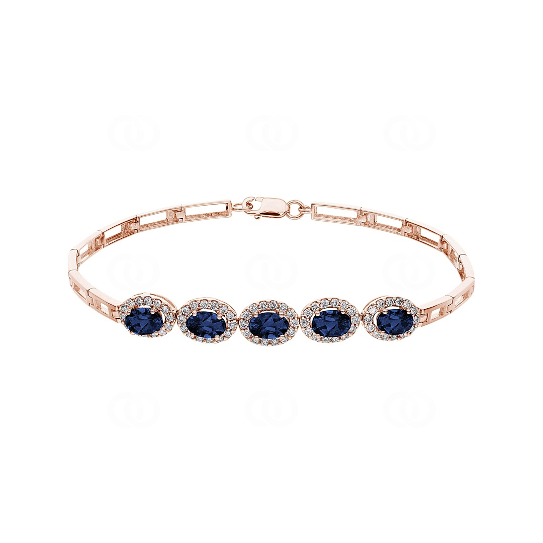 Saphir Armband 750/18 K Roségold mit Diamanten 0.67 ct H/si