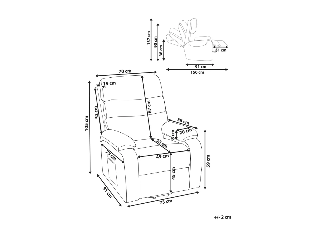 Fauteuil inclinable électrique RISE Tissu Beige clair