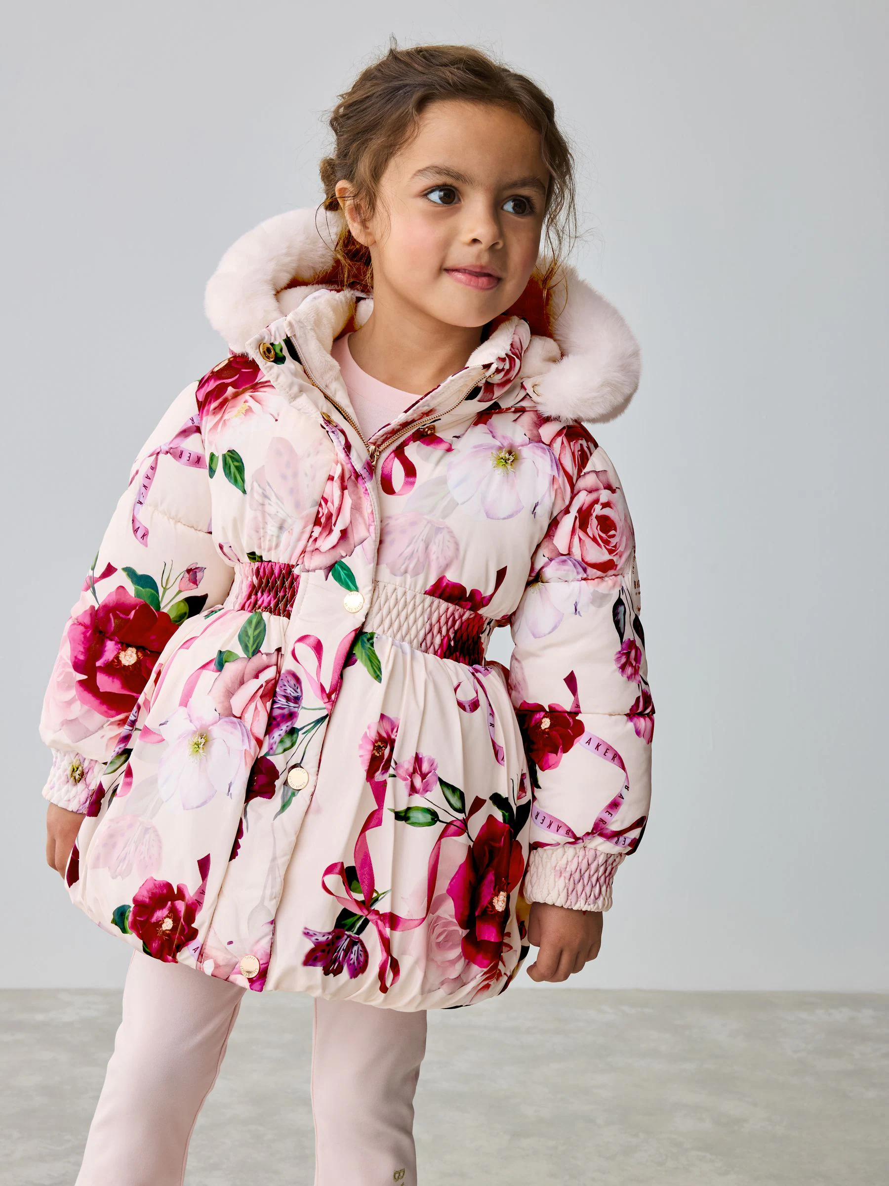 Roze - Baker by Ted Baker - Regenbestendige gewatteerde jas met bubbelzoom