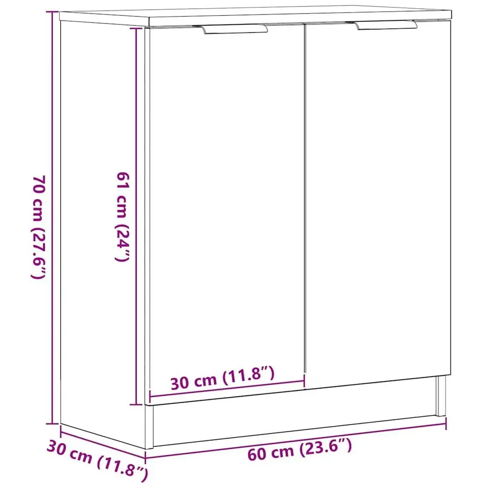 vidaXL - Dressoir met 2 deuren - Zwart eiken - Bewerkt hout - 60x30x70 cm