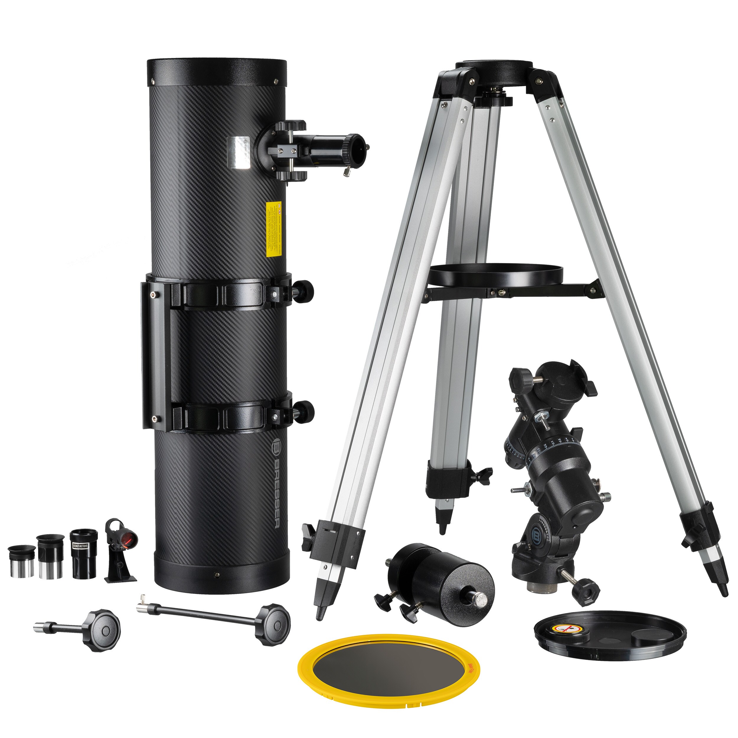 BRESSER Pollux-II 150/1400 EQ3 Spiegelteleskop mit Smartphone-Adapter & Sonnenfilter