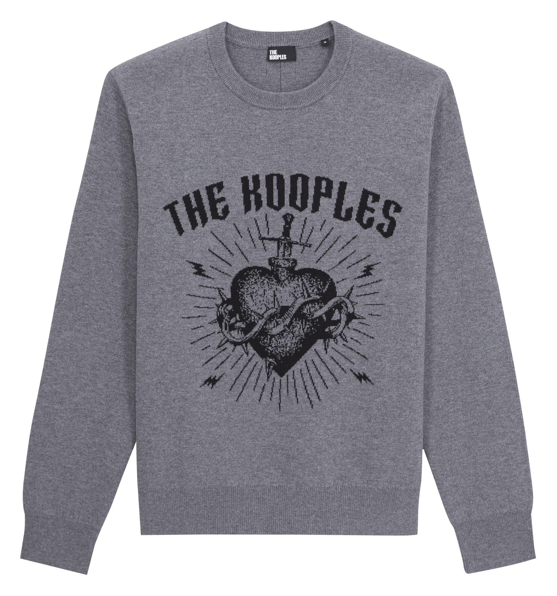 Pull col rond jacquard en laine mélangée | Noir
