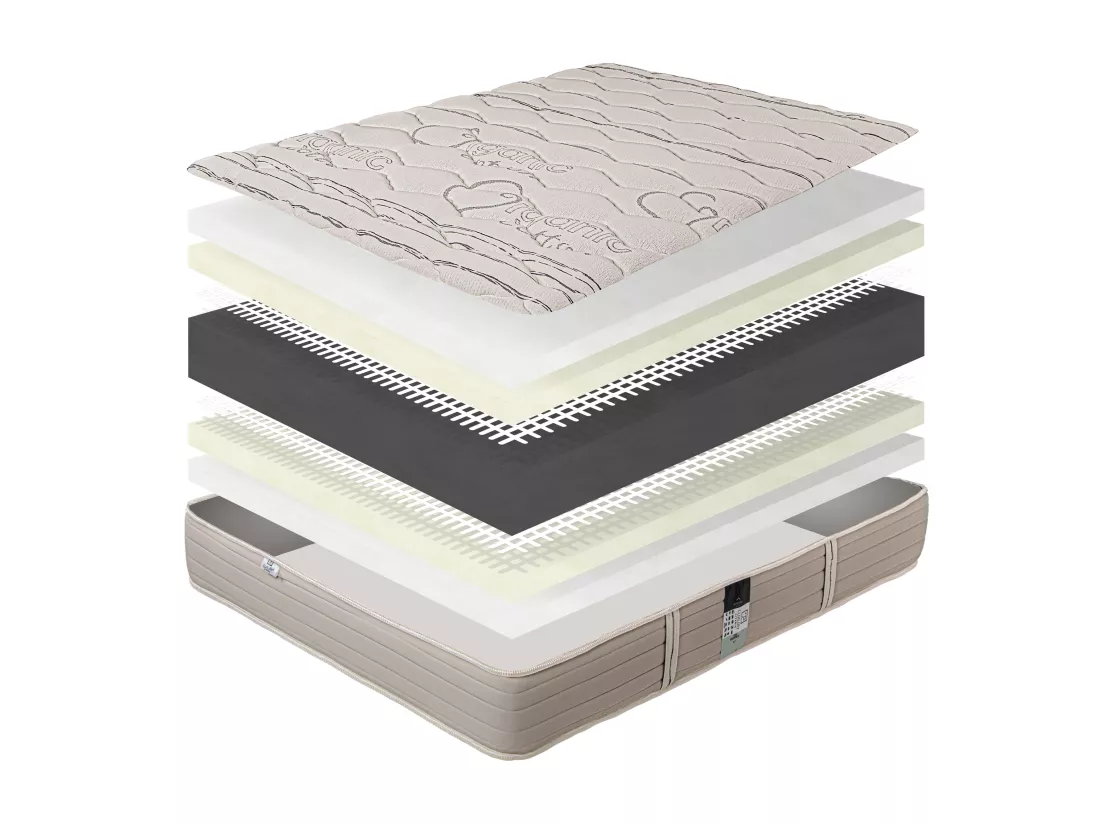 Matelas 160x200 cm, OrganicCoton, 24 cm, ferme + 2 oreillers + couette