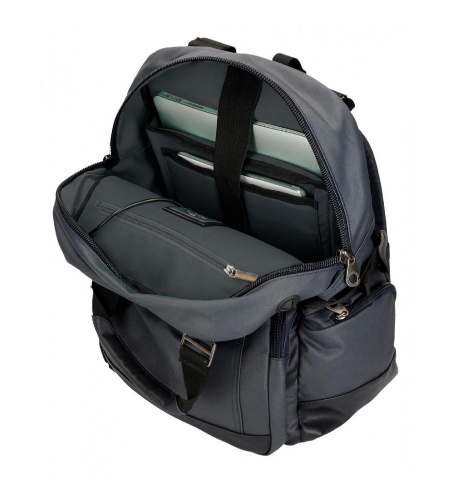 Mochila para laptop Pepe Jeans de 15 polegadas, modelo Hatfield, adaptável, azul marinho.