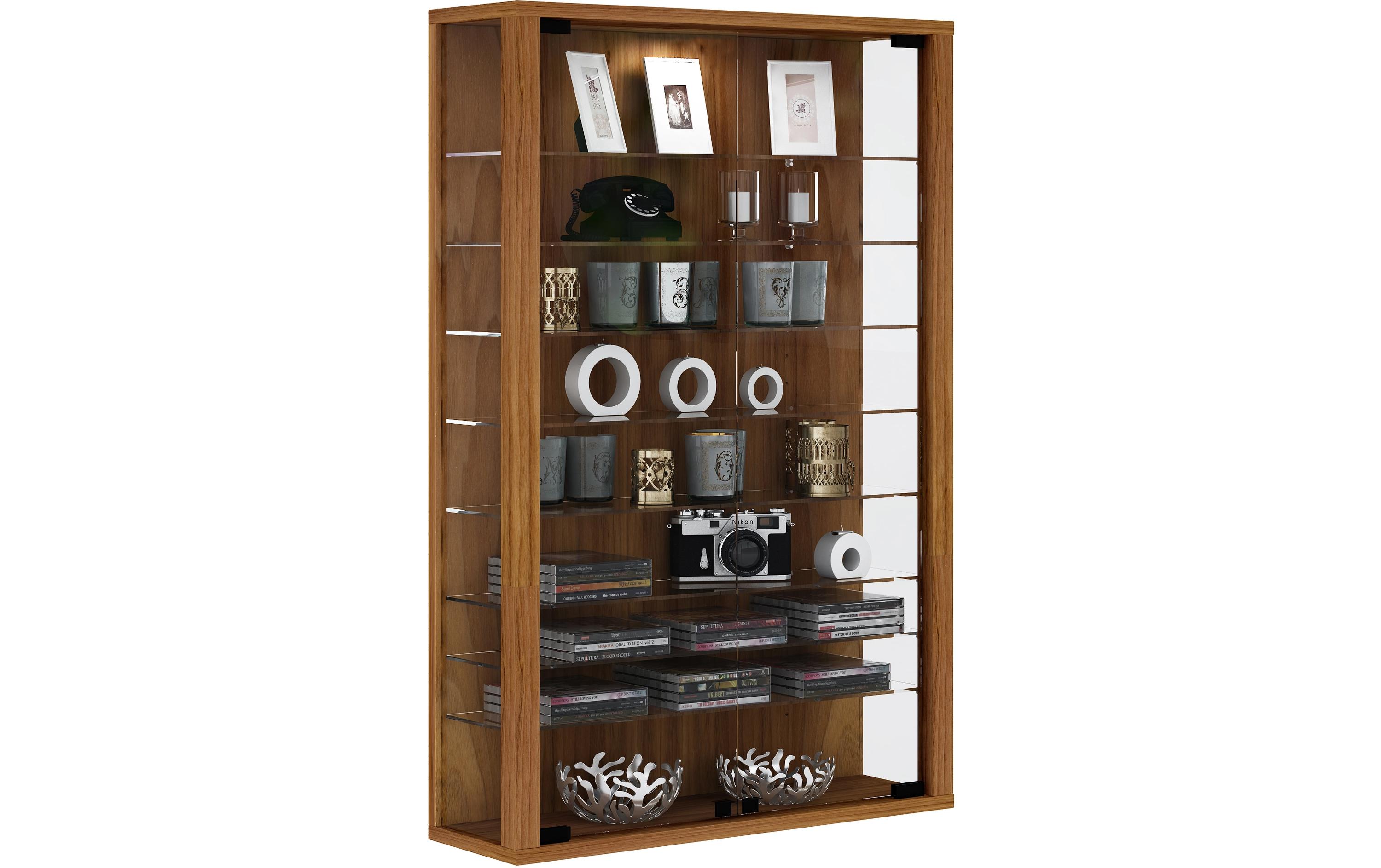 Vitrine Vitrosa Mini 59 x 91.3 cm, Kern-Nussbaum<br>Hängevitrine für die Wandmontage