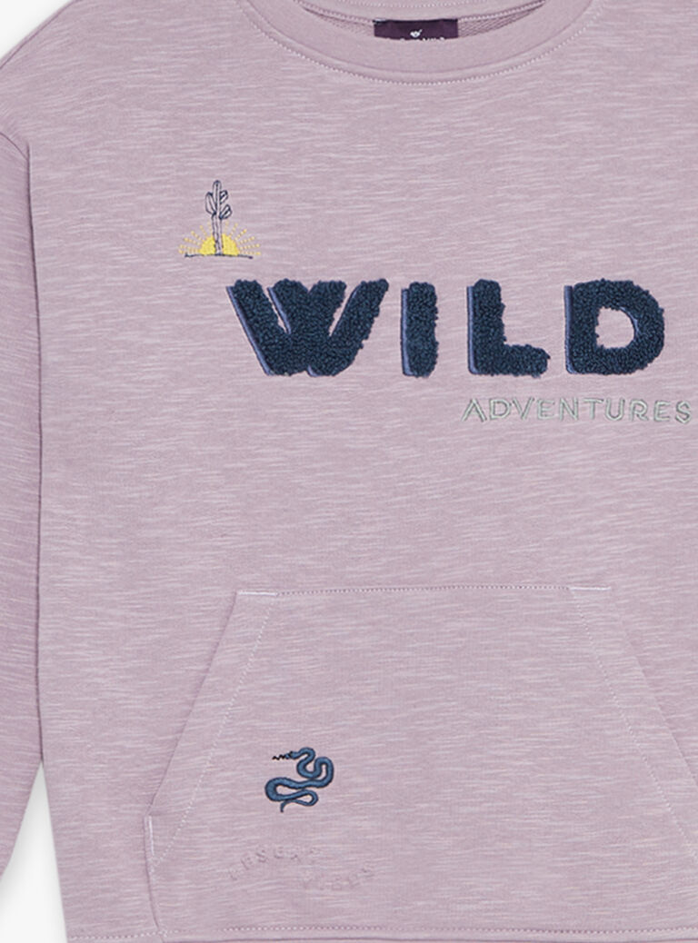 Sweat lilas en molleton Wild