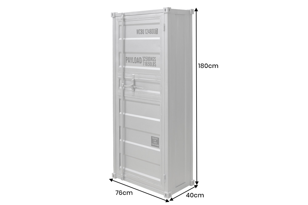 Design Aktenschrank GLOBETROTTER 180cm grau Eisen Container Upcycling Highboard