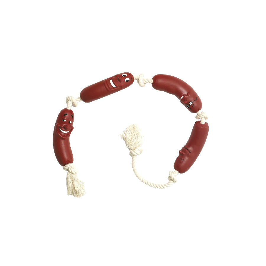 Brinquedo para cães em formato de salsicha de flamingo com corda