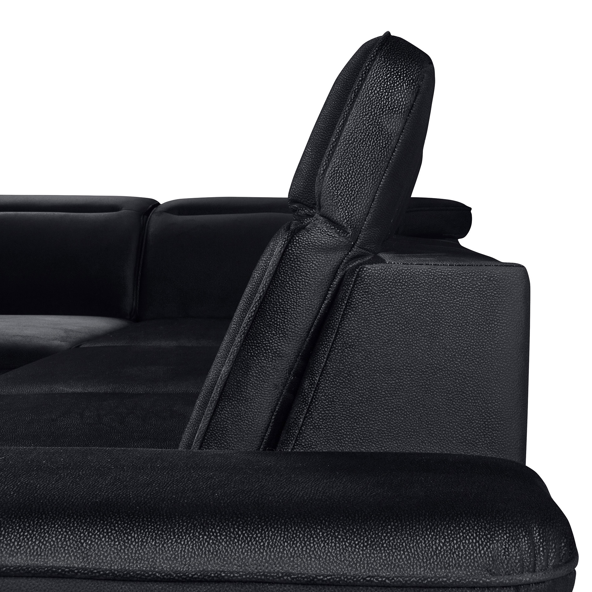 Ecksofa - schwarz - Velvet - Liegefunktion - Recamiere links
