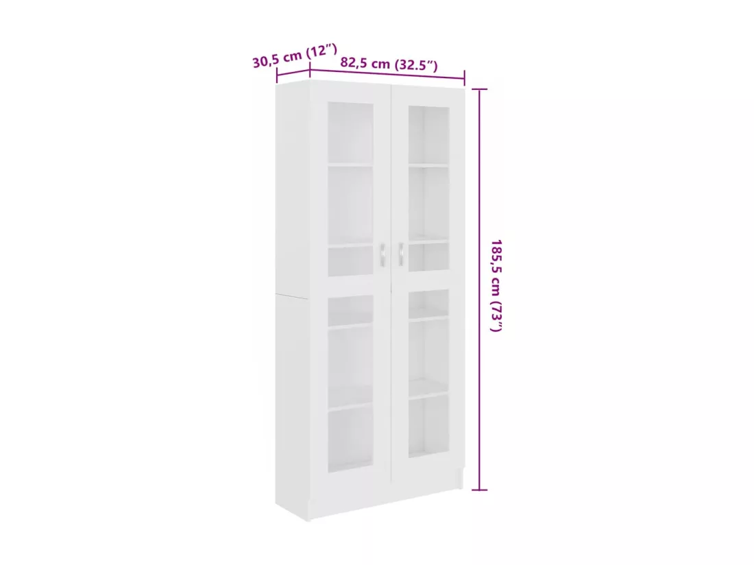 Armoire à vitrine Blanc 82,5x30,5x185,5 cm Bois d'ingénierie